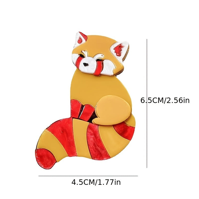 Cute Acrylic Raccoon Brooch Pin Cartoon Animal Badge for Clothes Accessories