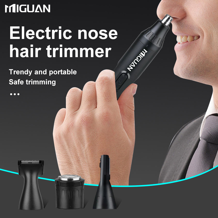 4-in-1 Professional Grooming Kit USB Rechargeable Nose Ear Trimmer Beard Razor Black 500mAh