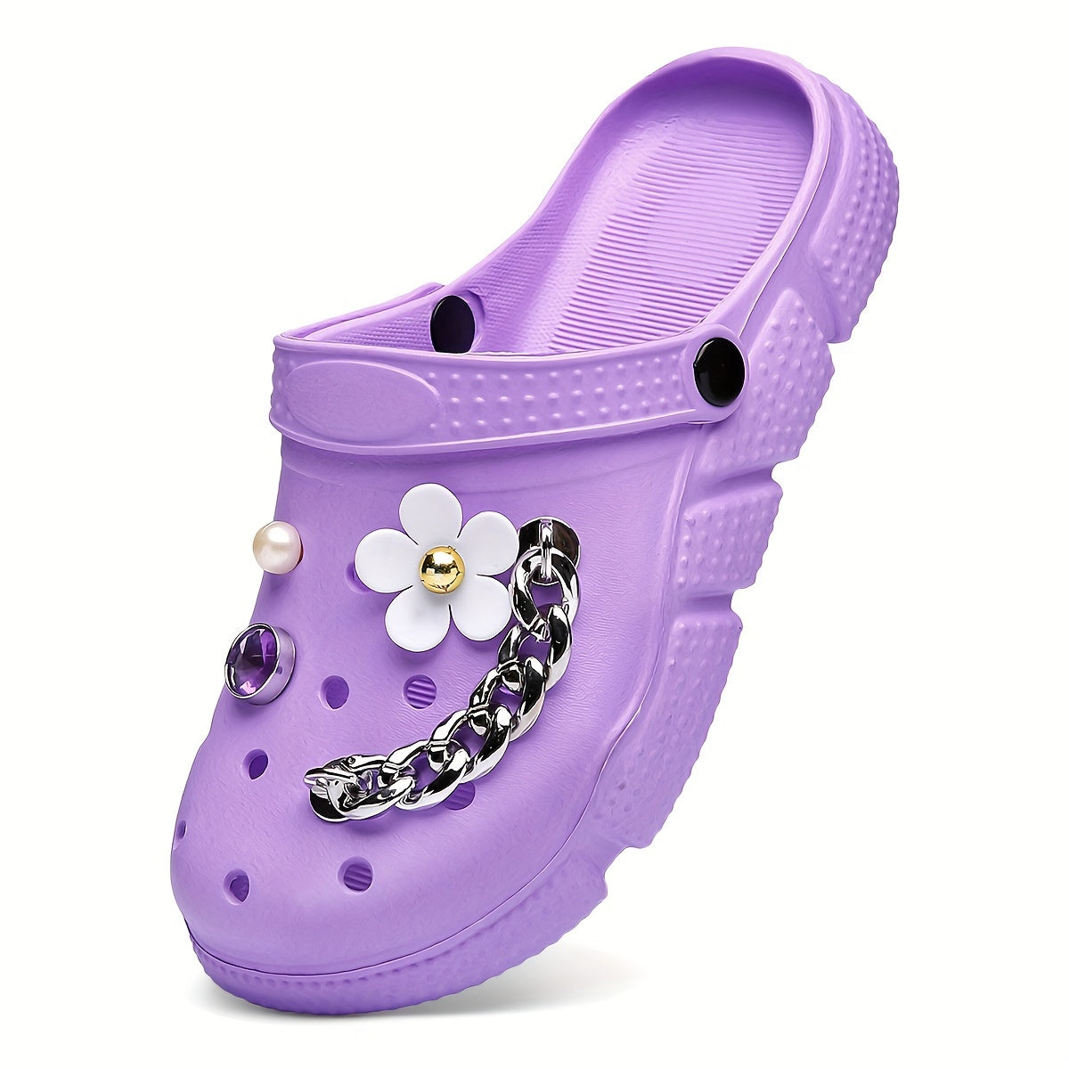 Women's Floral Rhinestone Decor Clogs Slip-On Casual Garden Slides
