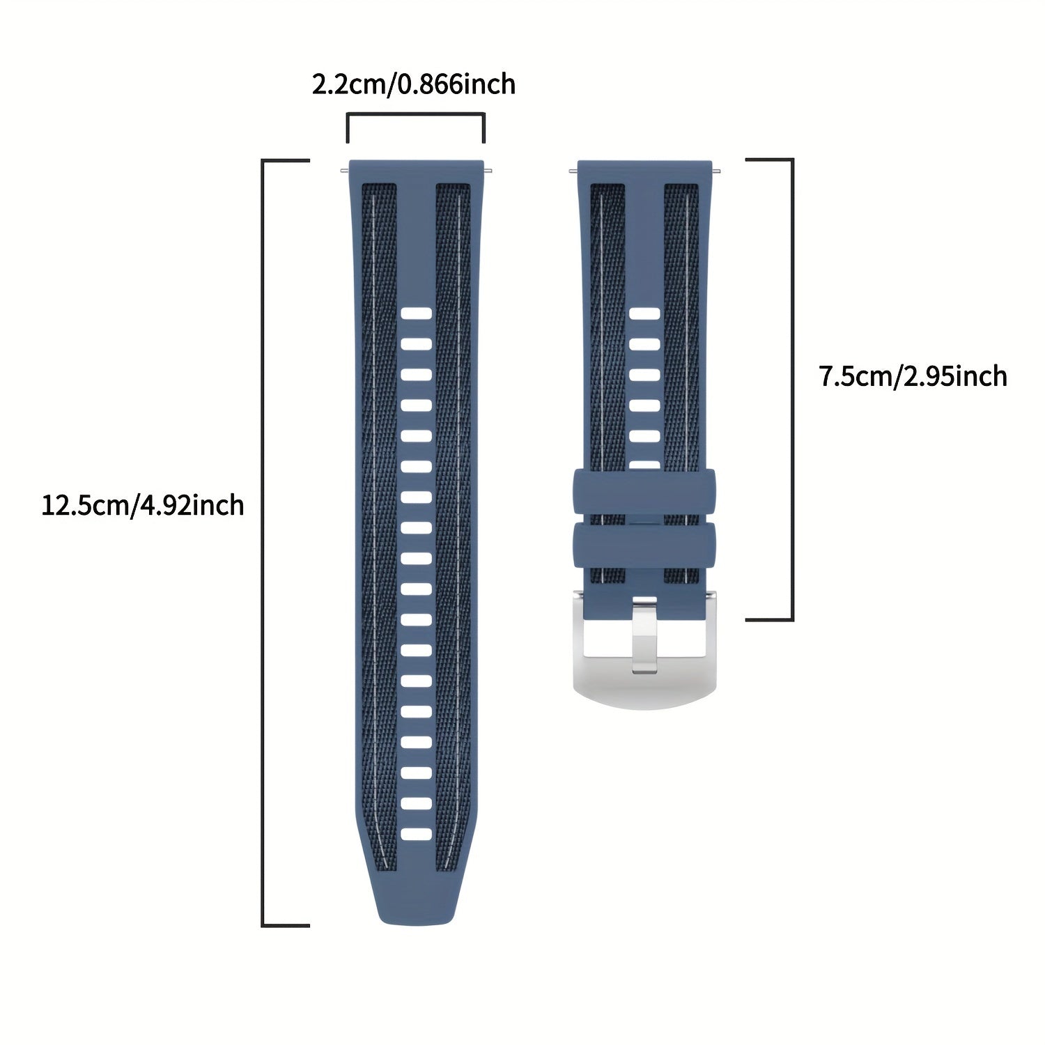 Woven Cloth Watch Band 22mm Quick Release Stainless Steel Buckle for Smartwatches