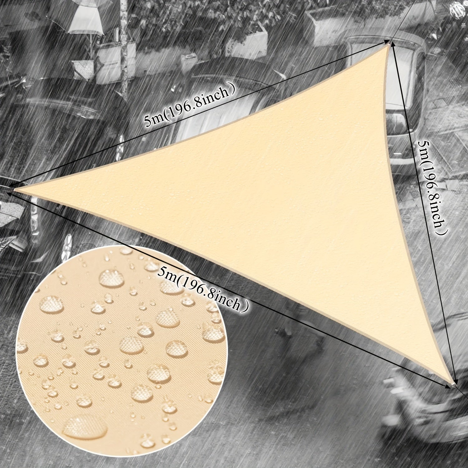 Бежевый водонепроницаемый тент-навес для бассейна, патио, сада, треугольный, полиэстер, блокировка УФ