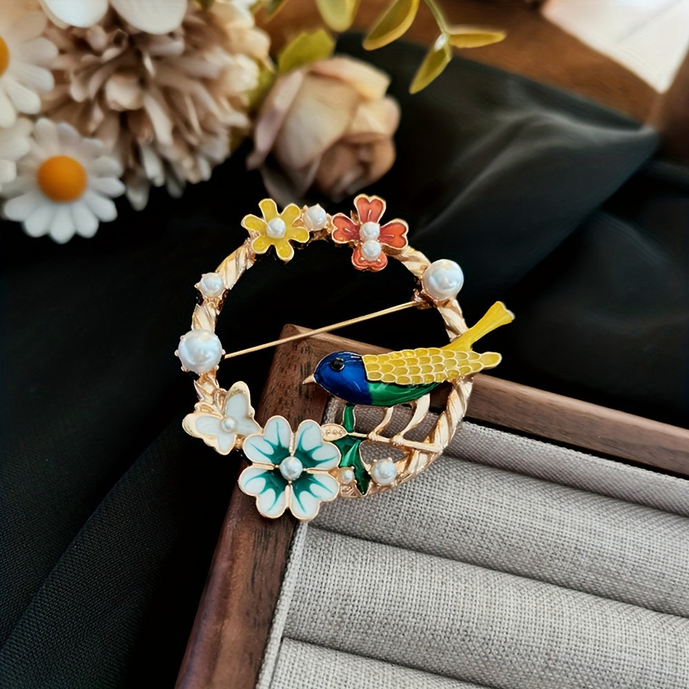 Retro Butterfly and Flower Brooch Alloy Jewelry for Women Stylish Accessory