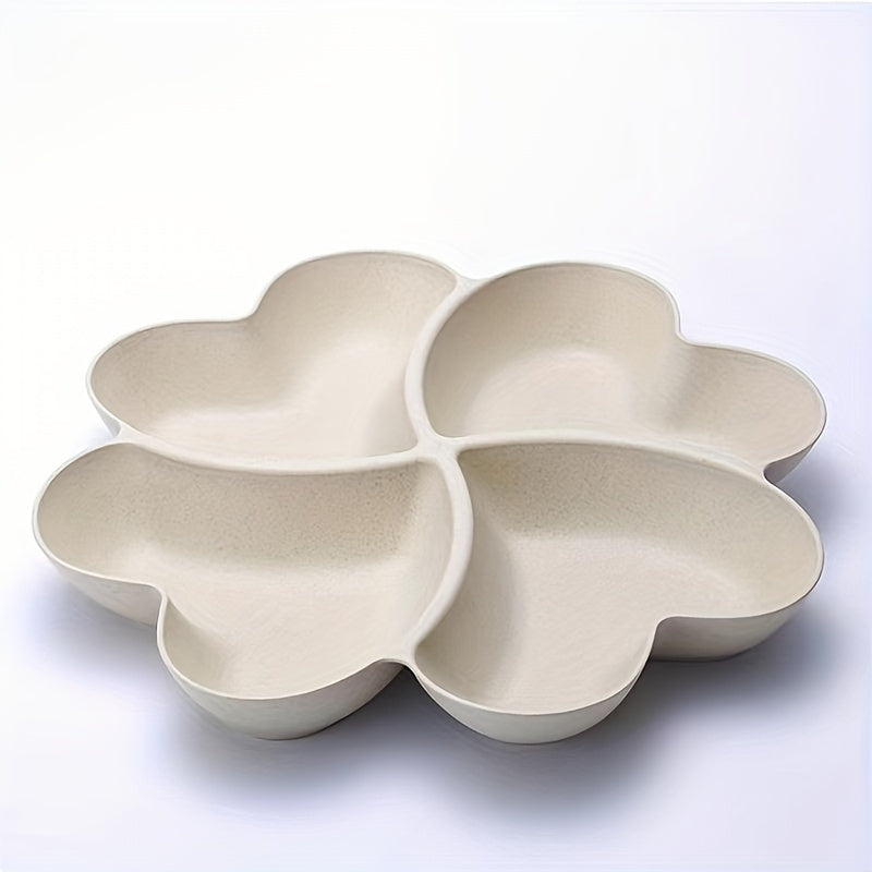 Heart-Shaped Plastic Party Snack Tray with 4 Compartments for Nuts Candy Fruit