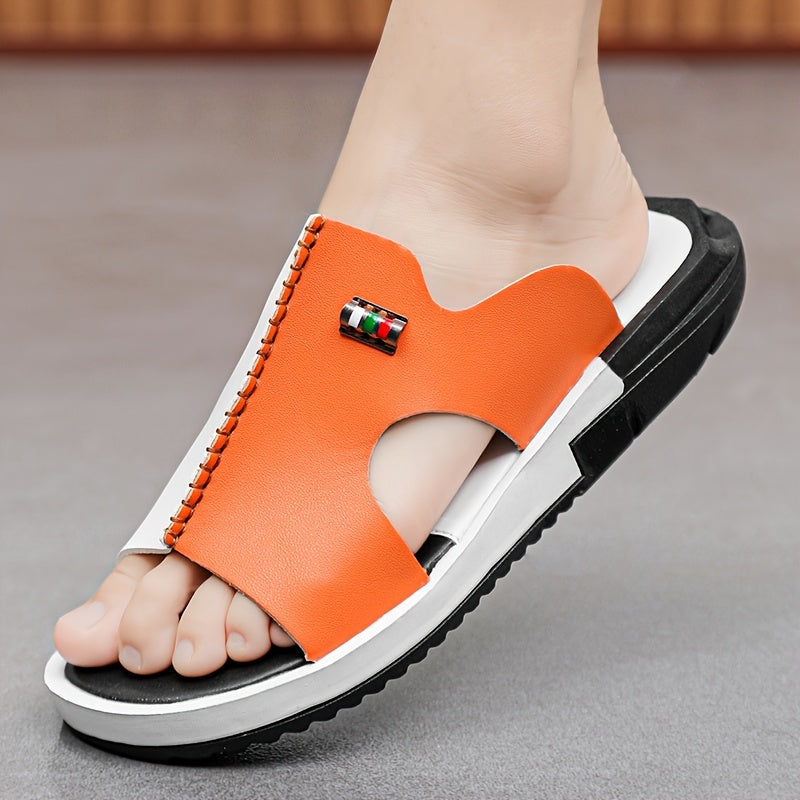 Men's Casual Slides Microfiber Upper Non-Slip Beach Shoes for Indoor Outdoor Walking