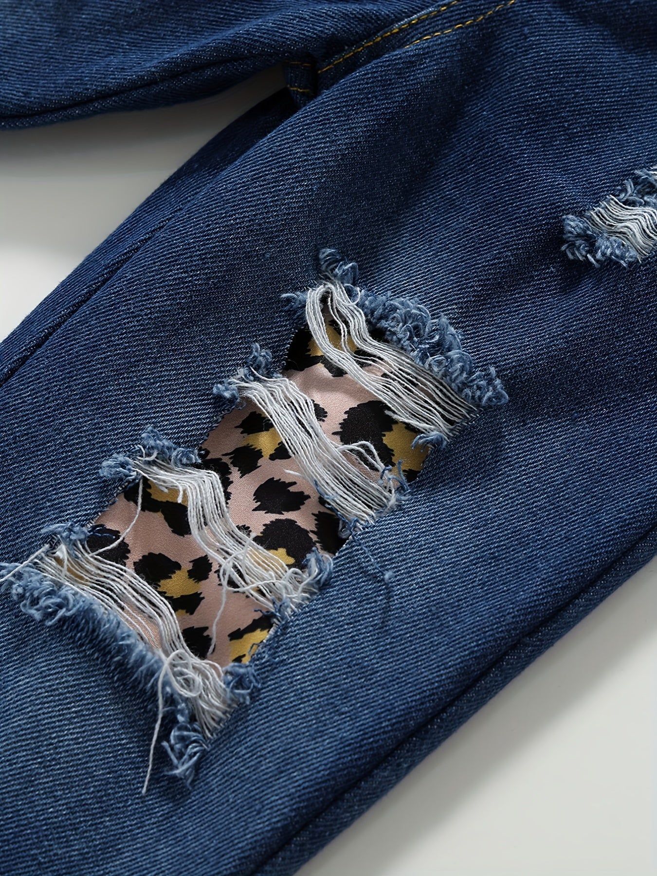 Toddler Girls Clothing Set Off-Shoulder Top Jeans Leopard Belt Headband Spring Fall Casual