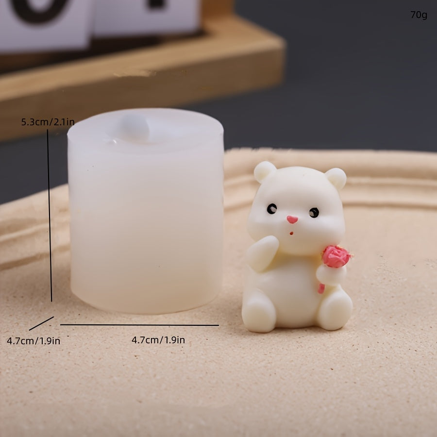 Molde de silicona Mini Bear para velas de aromaterapia y decoración de pasteles, pequeño accesorio de manualidades