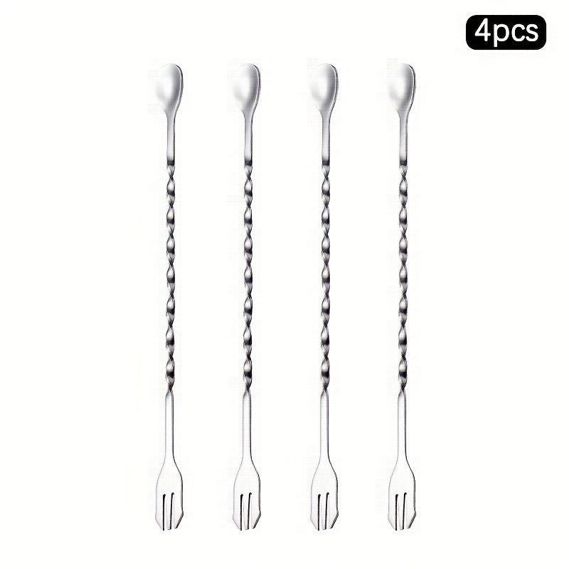 Stainless Steel Bar Spoons Set 1/2/4 Pcs for Coffee Milk Tea Cocktails