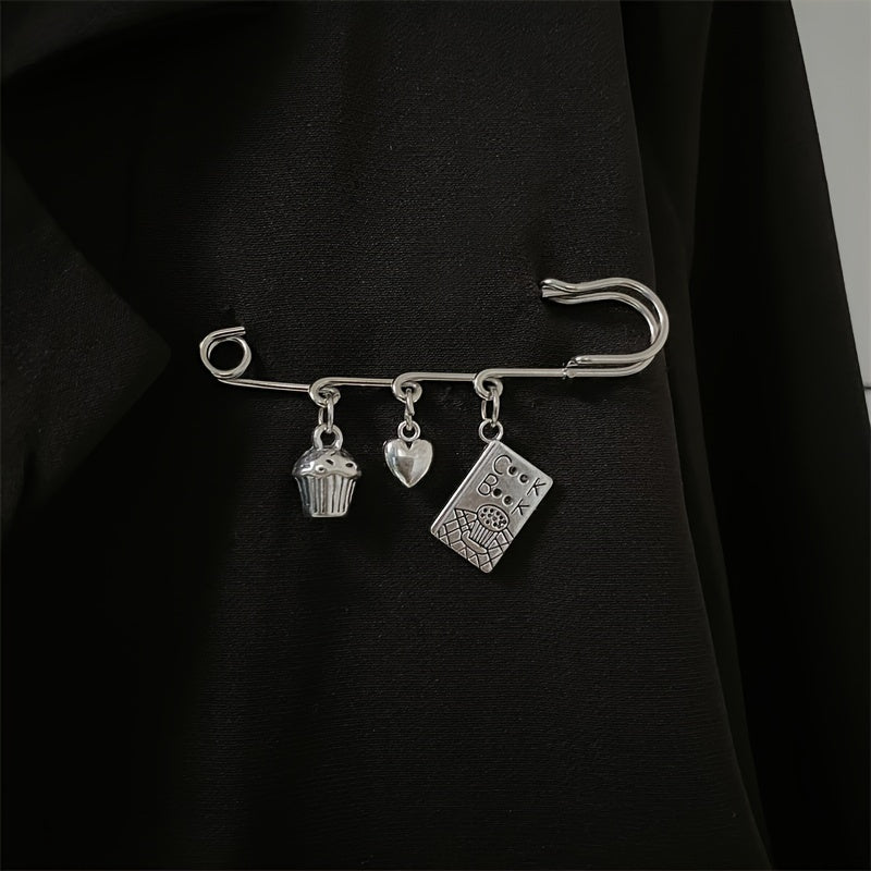 Набор из 4 брошей из сплава с мультяшным дизайном для женщин, сердце, крылья, торт, ракета, модные аксессуары