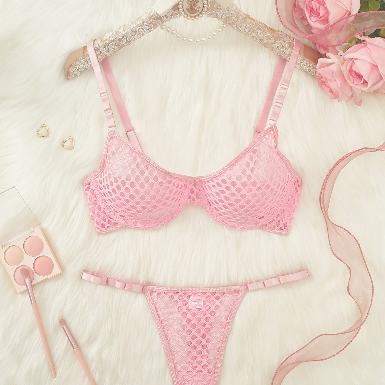 2-qismli sexy baliq tarmoq lure ichki kiyim