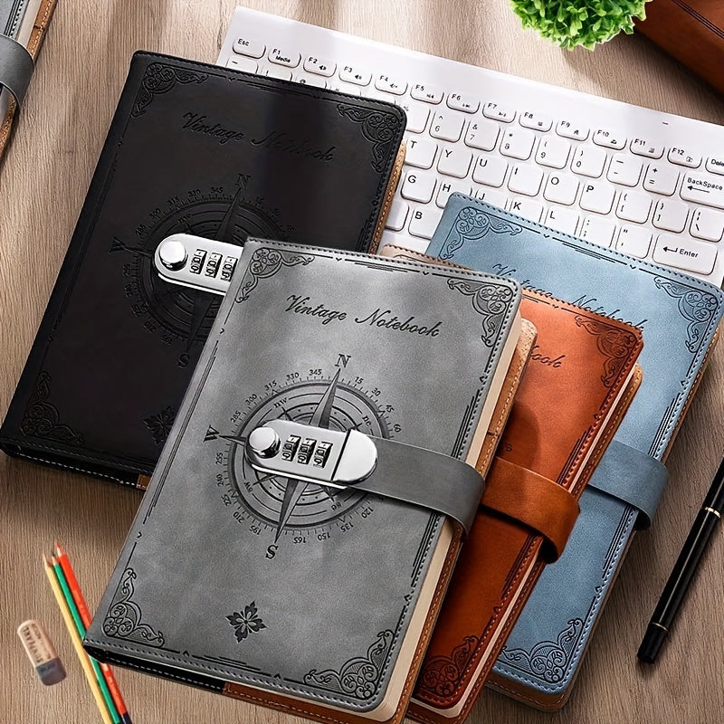 Vintage Style Leather Password Book with Lock and 200 Pages