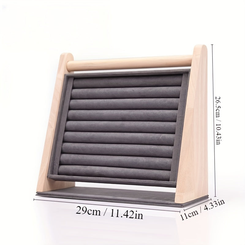 Beveled Rubber Wood Earring Display Stand for Jewelry Storage