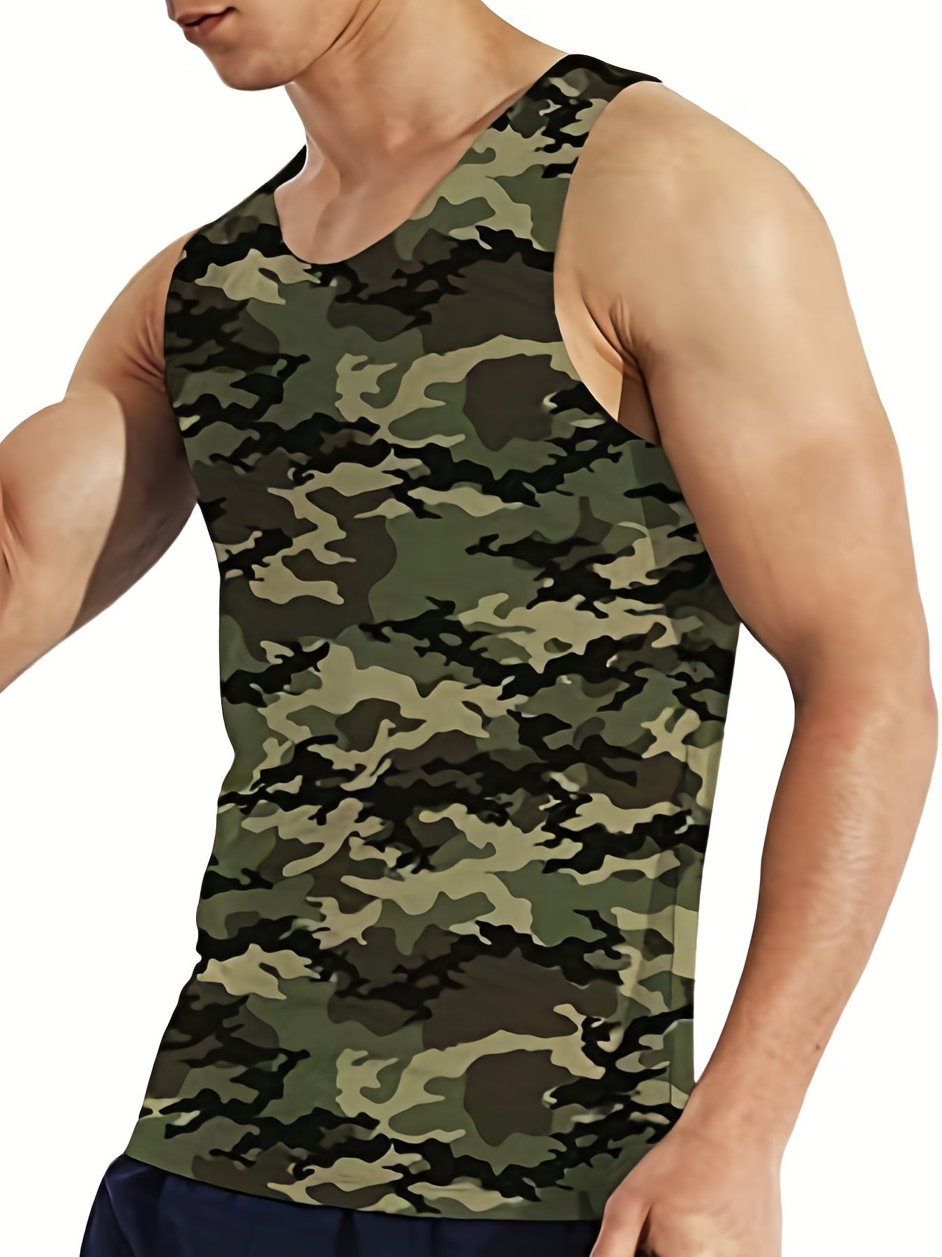 Men's Camo Tank Top for Bodybuilding and Summer Casual Plus Size