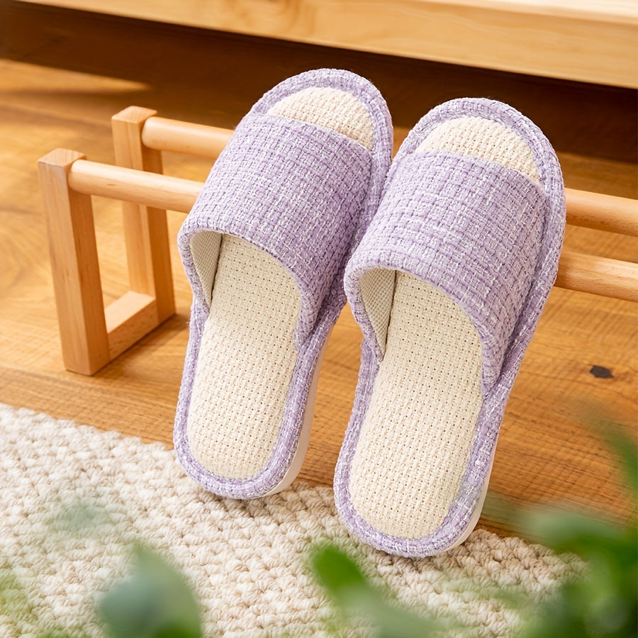 Women's Casual Linen Open Toe Indoor Slippers