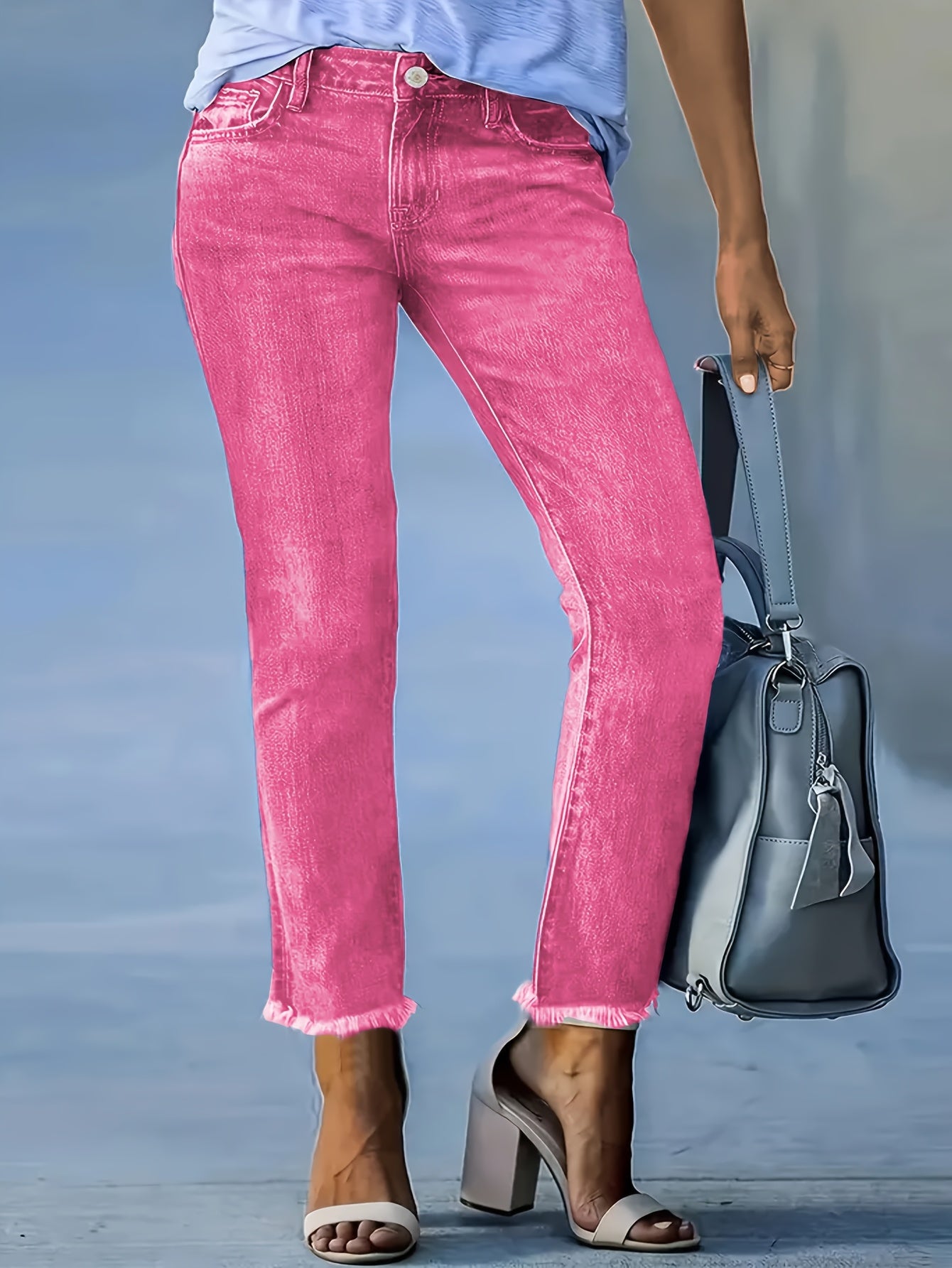 Plus Size Y2K High Waisted Straight Leg Jeans Vintage Wash Stretch Denim Rose Pink