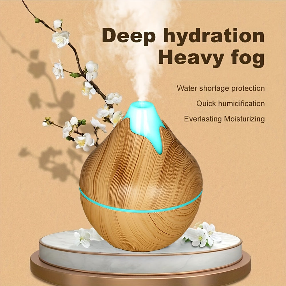 Wood Grain USB Humidifier with Aromatherapy Quiet Operation for Home Office