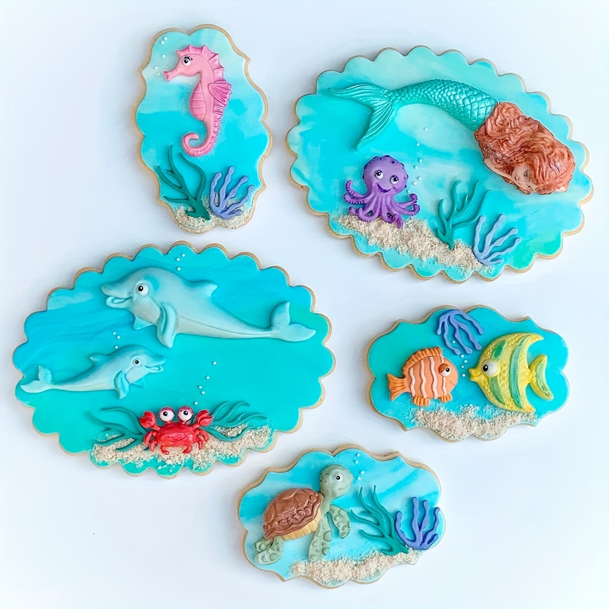 Silicone Mold for Candy and Fondant Mermaid Ocean Animal Marine Life 3D