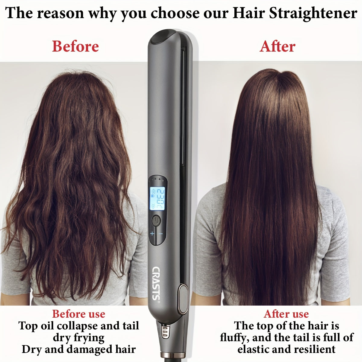 Planchas y rizadores de cabello profesionales unisex con control de temperatura de 5 niveles y pantalla digital