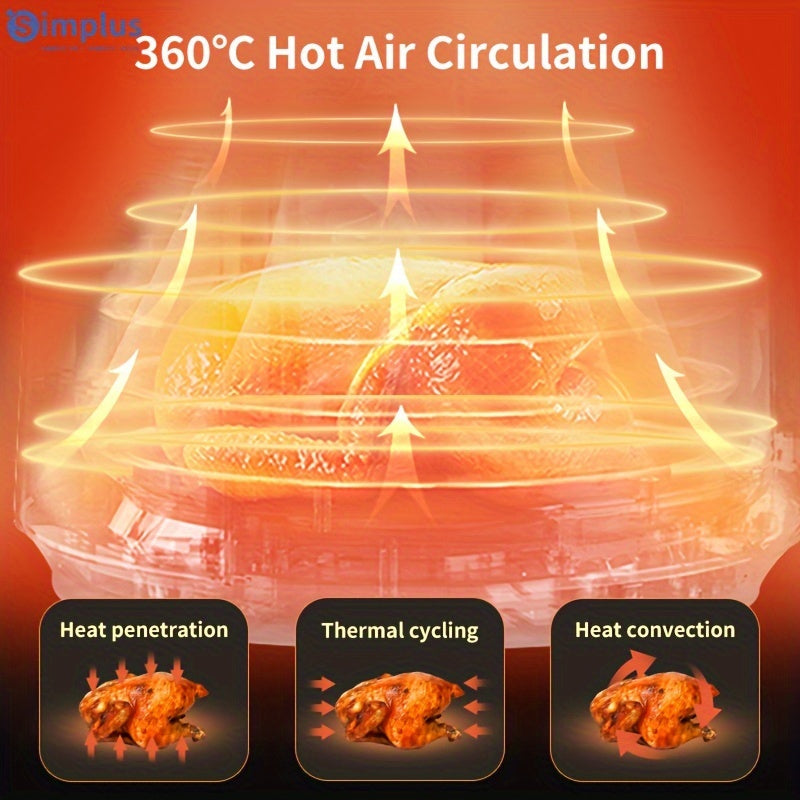 Simplus Mechanical Air Fryer 007 - 3.5L, 1350W, Tez Isitish, 360-daraja Havo Aylanishi, Quvvatni O'chirish Xotirasi, Yevropa Standartli Plug