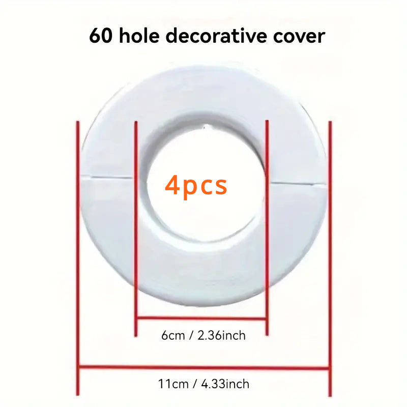 Set of 4 White Plastic Air Conditioner Hole Covers Wall-Mounted Pipe Caps