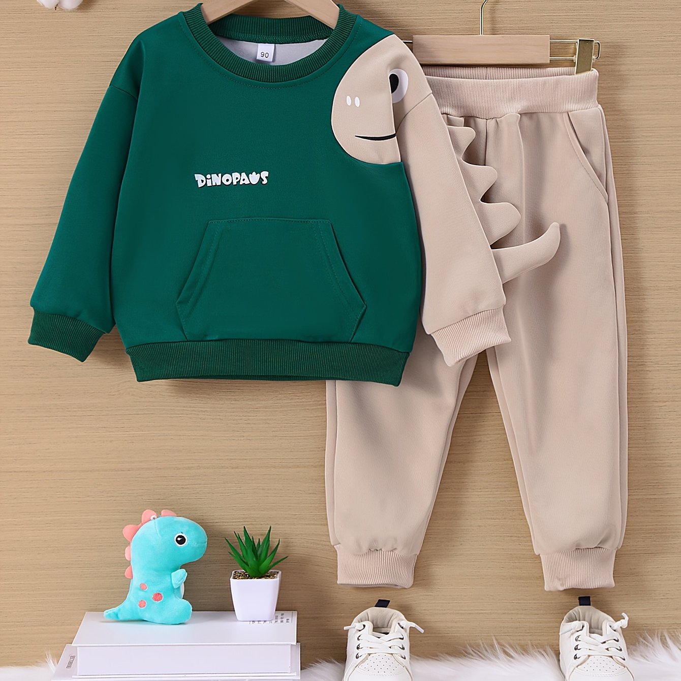 Kids Sweatshirt Set Long Sleeve Crew Neck Knit Fabric Fall Winter Breathable Warm Casual