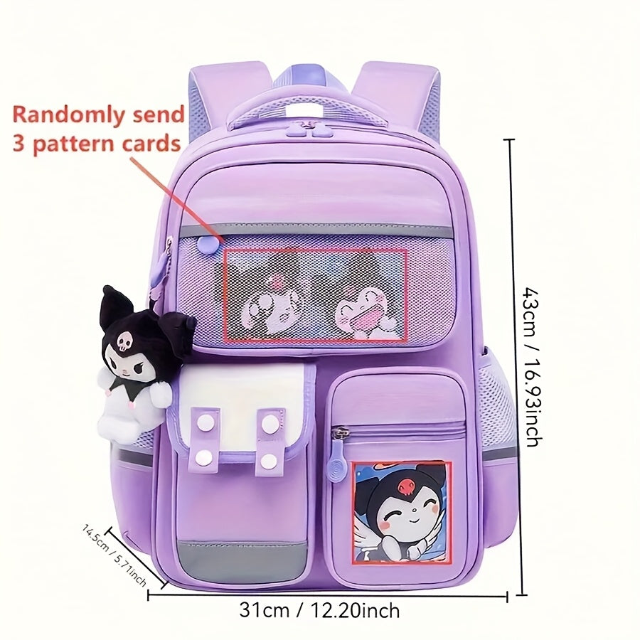 Kawaii Kuromi School Backpack Water-Resistant Oxford Fabric Multicolor Lightweight Organizer