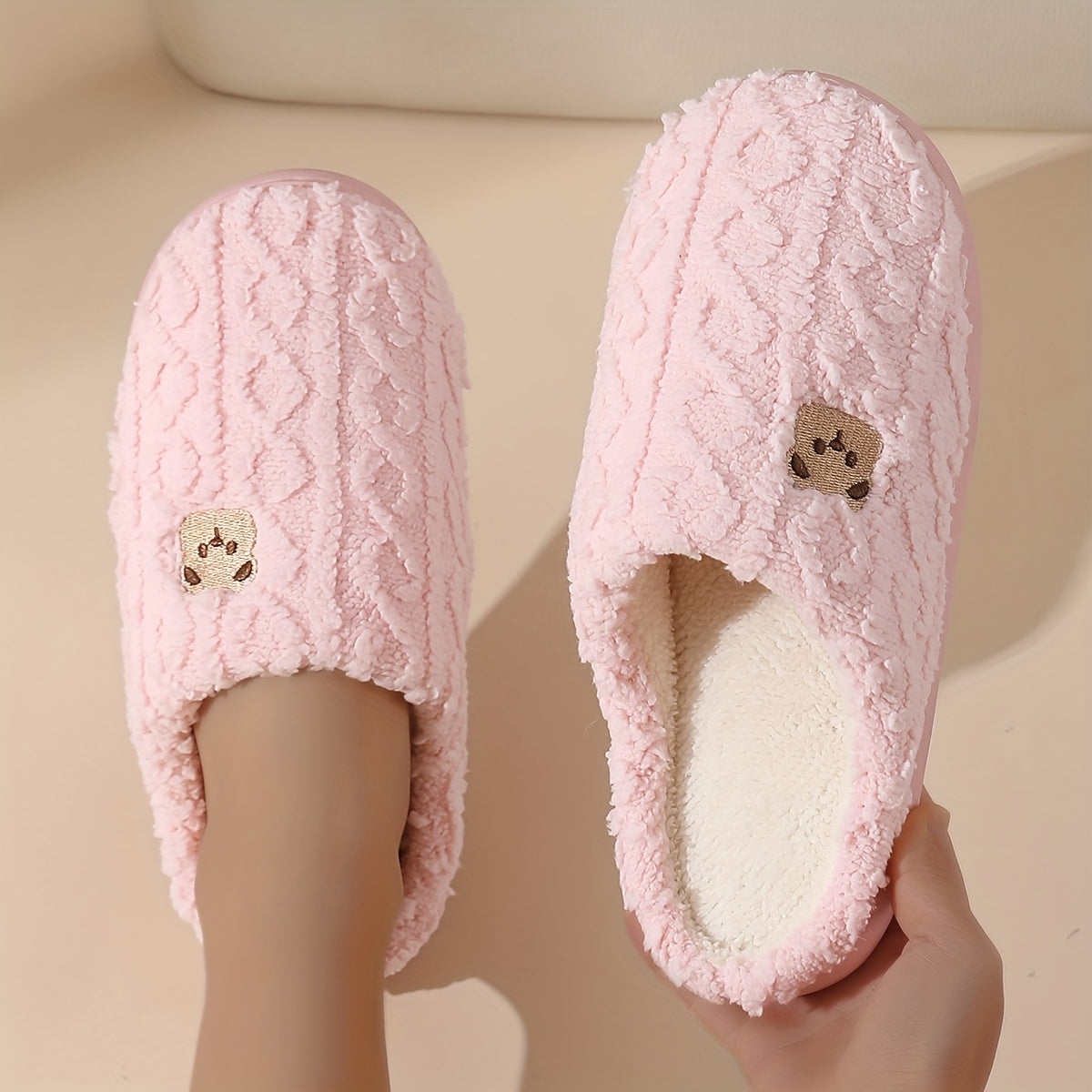 Women's Cozy Fleece Bear Slippers for Home Warmth