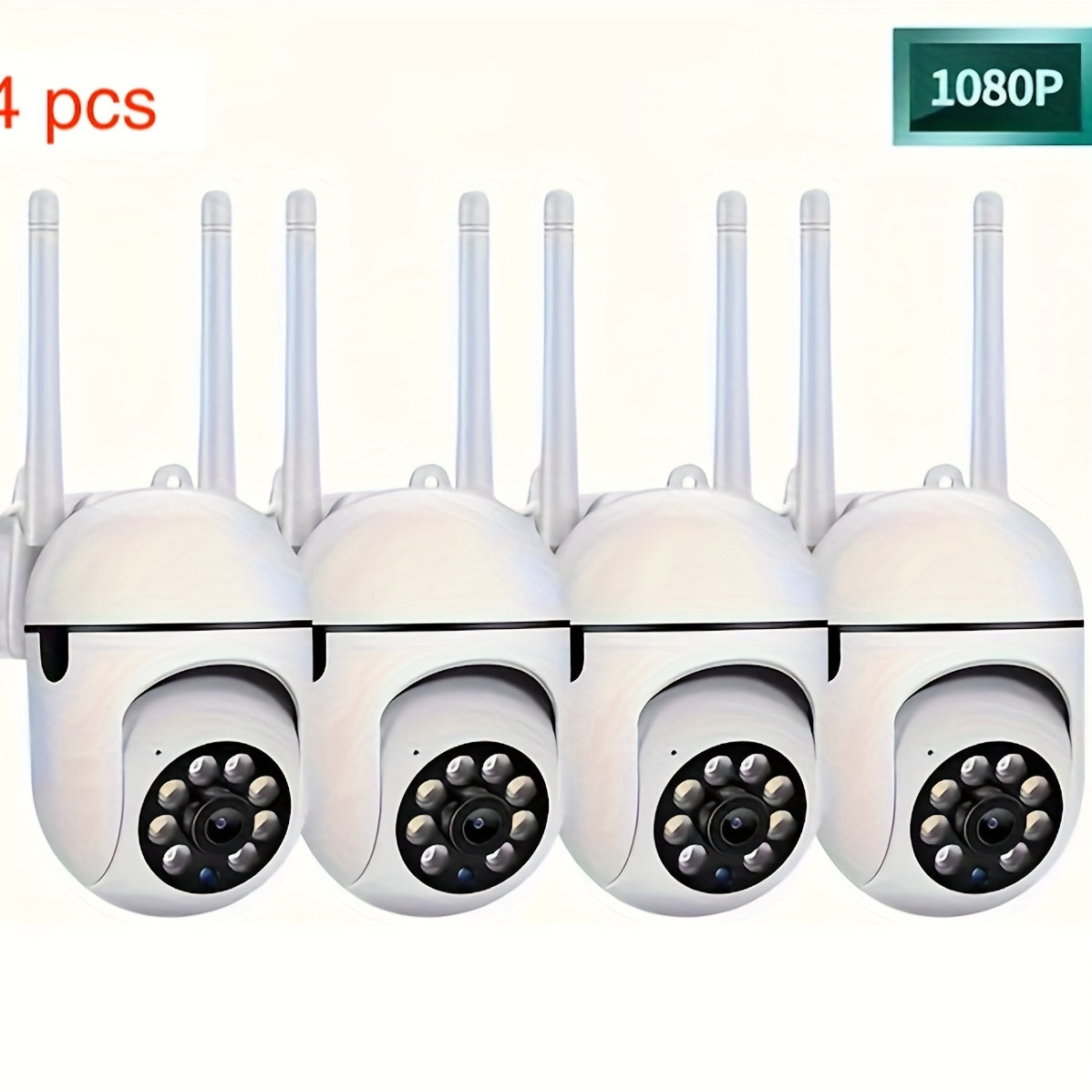 4 ta to'plam 1080P HD WiFi ichki xavfsizlik kameralar, kechqurun ko'rish, harakatni aniqlash va 360° aylantirish bilan