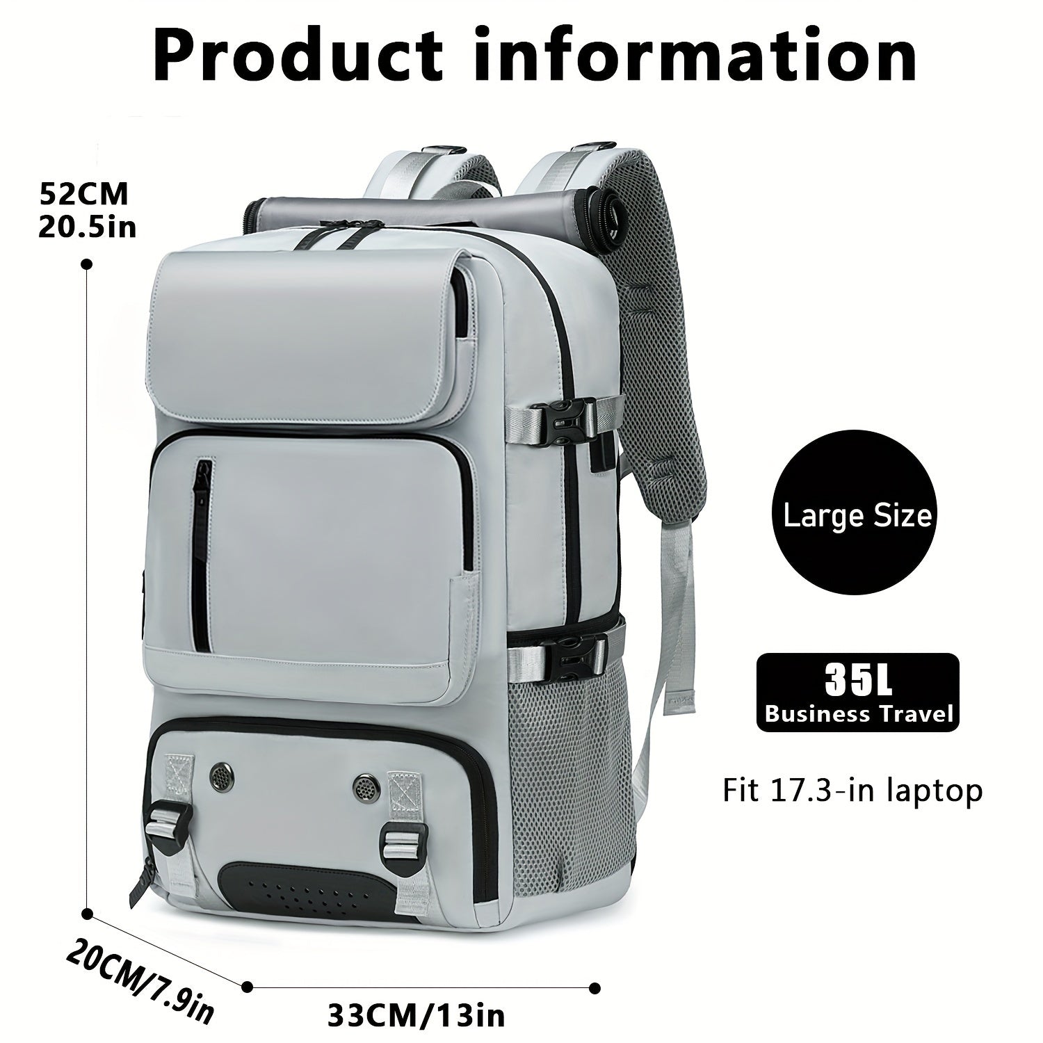 Mochila de hombro unisex de nylon con compartimento para zapatos y carga USB para viajes y desplazamientos
