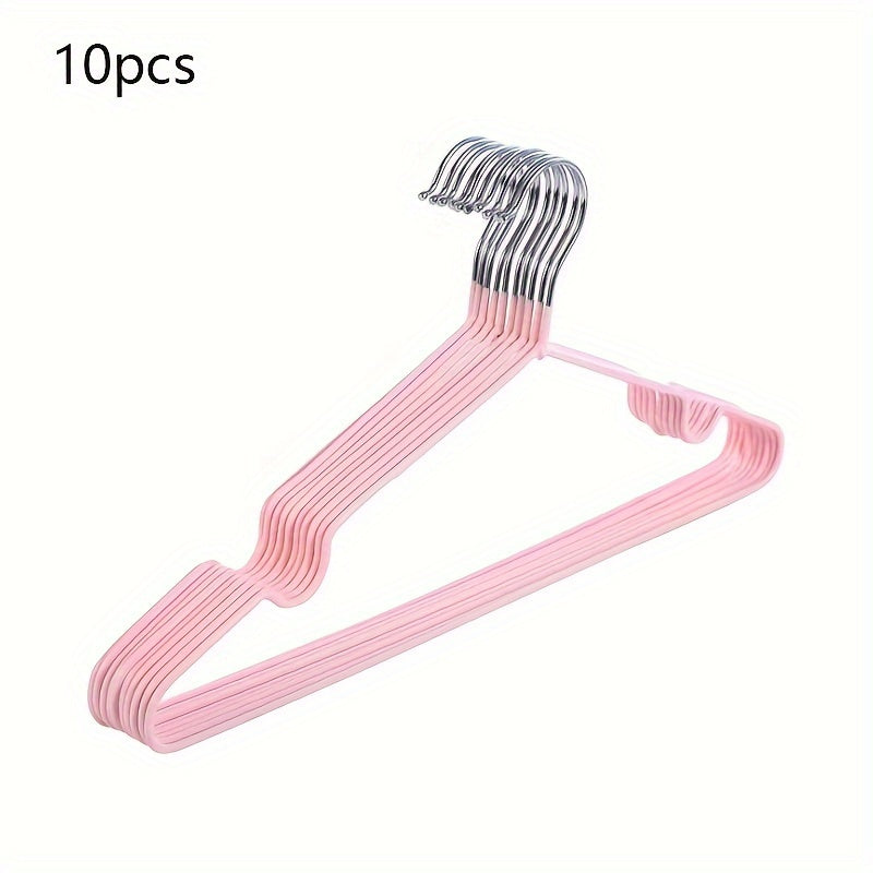 Set of 10 Metal Clothes Hangers Non-Slip Space-Saving Laundry Closet Organizers