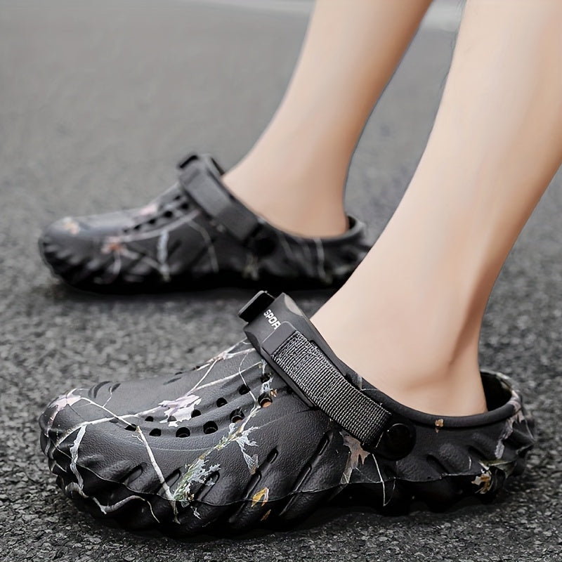 Erkaklar uchun uslubiy yozgi qopqoq, naqshli EVA materialdan tayyorlangan, plyaj uchun sozlanadigan kamar.