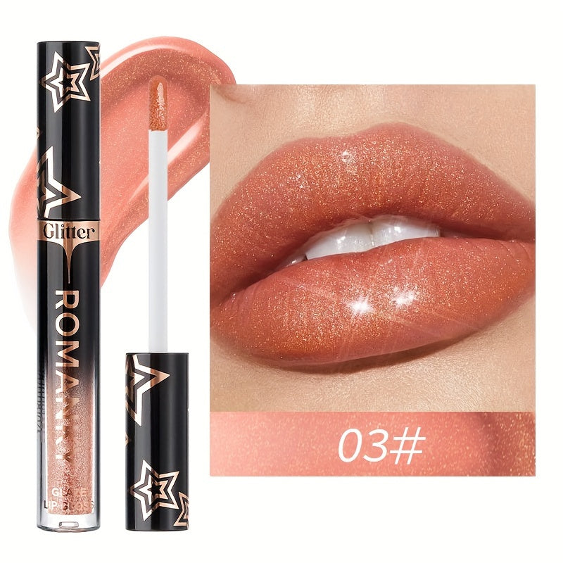Women Pearlescent Liquid Lip Gloss Long-Lasting Shine Colors Orange Pink Red