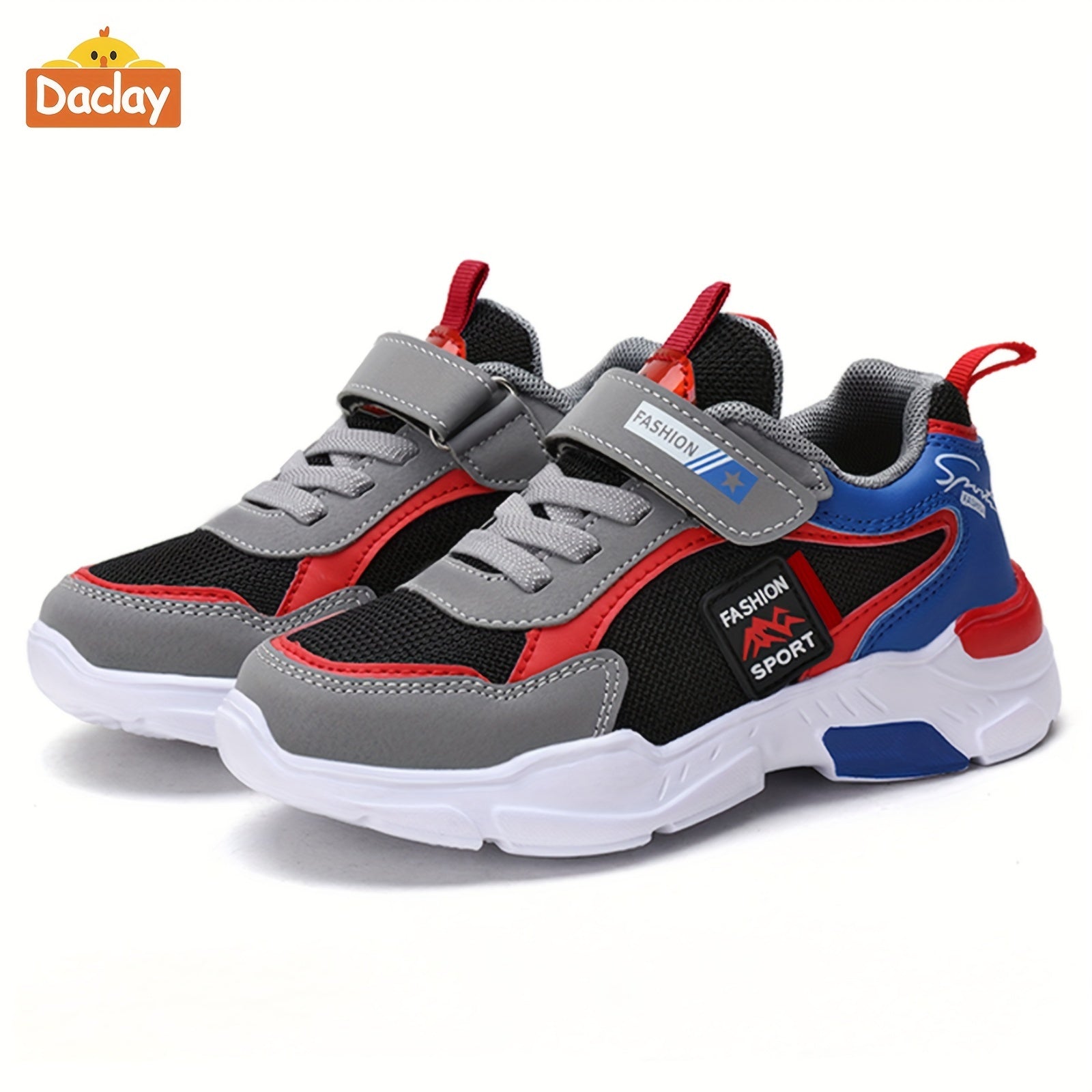 Zapatillas deportivas para niños con malla transpirable, cierre de velcro, aptas para todas las estaciones, suela duradera de PU