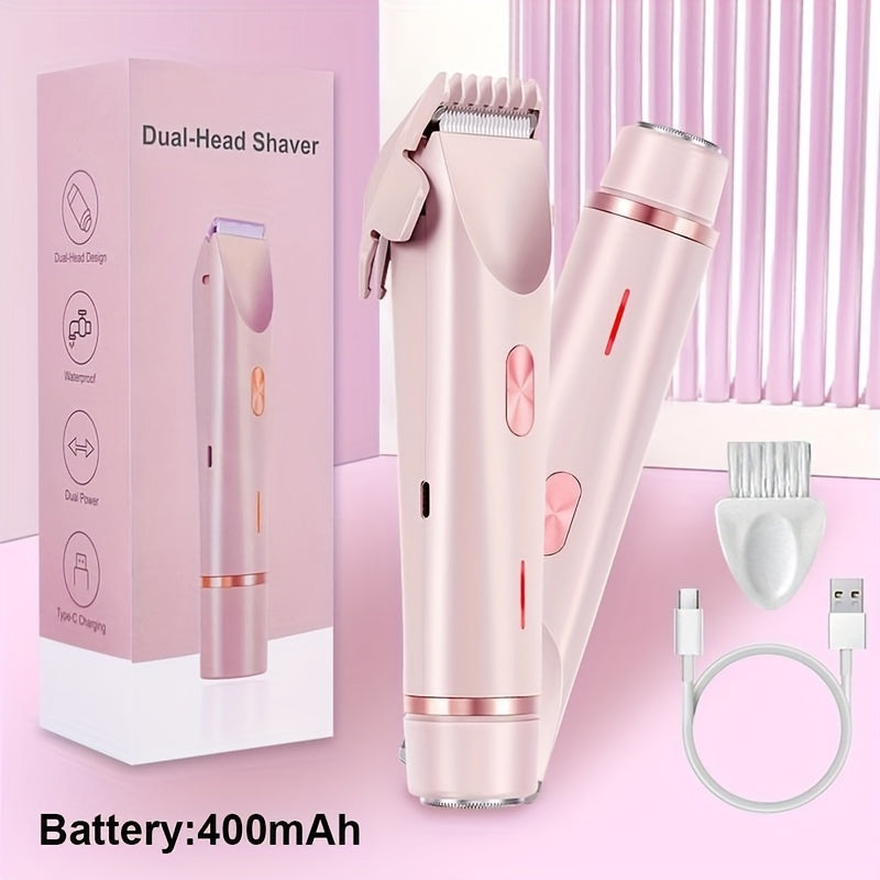 Women's Electric Hair Trimmer Dual-Head Rechargeable USB Face and Body Shaver