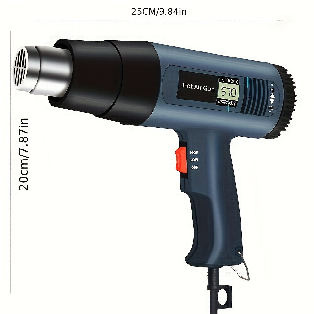 2000W Handheld Hot Air Gun for Bending and Forming Plastic Black