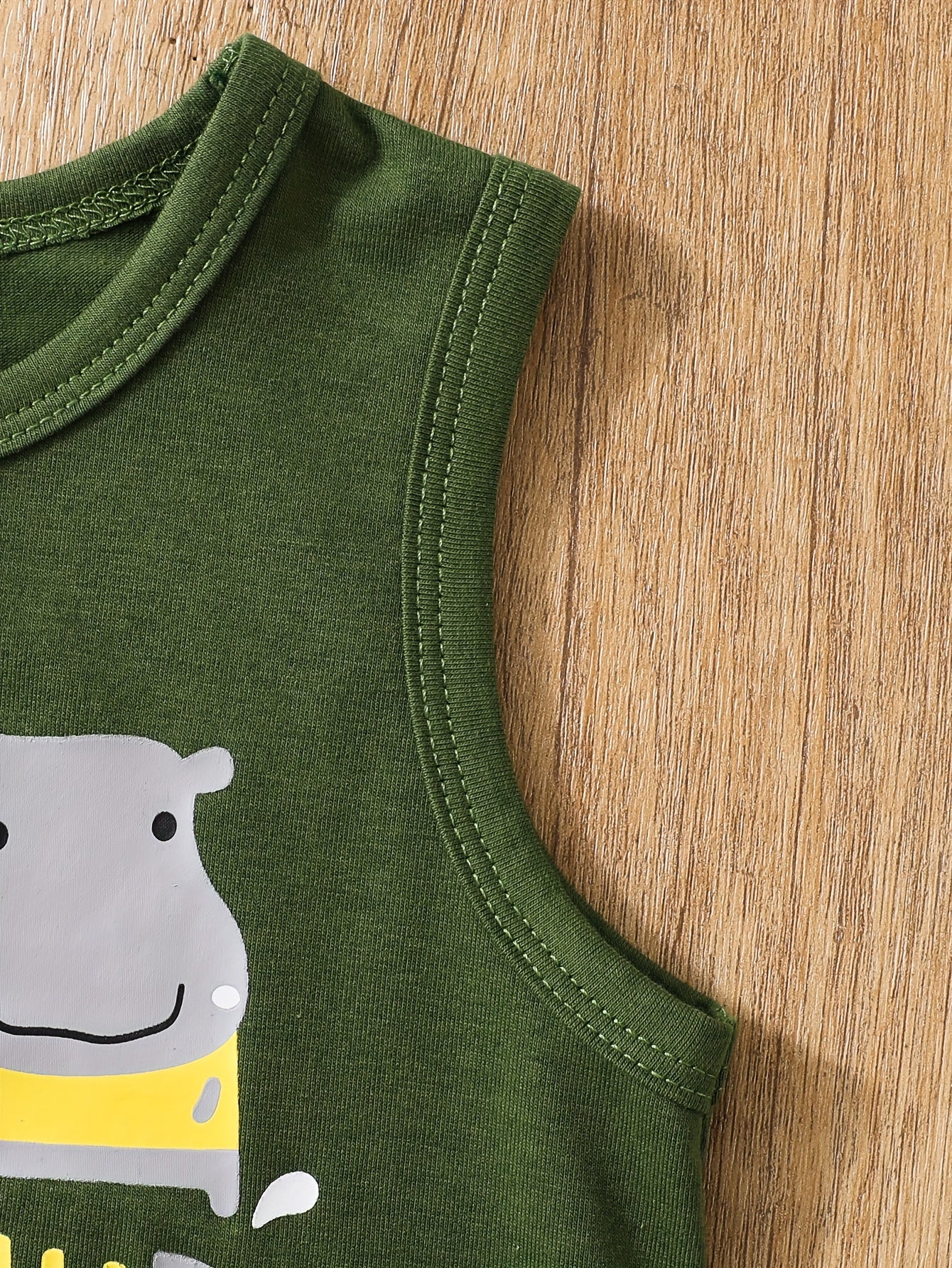 Baby Boy Summer Clothing Set 4 Pieces Cartoon Hippo Tank Top Shorts Toddler