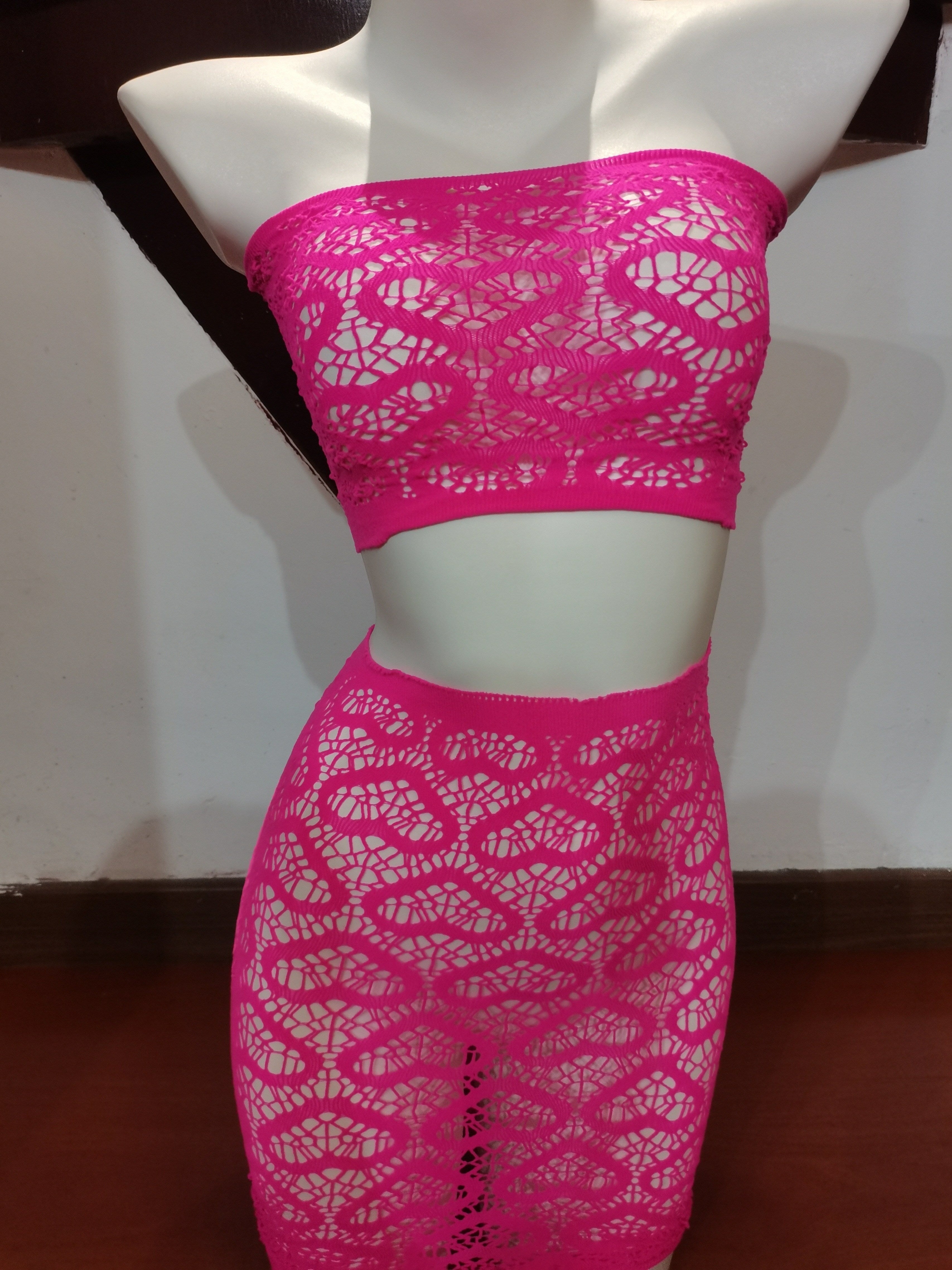 Women's Valentine's Day Lingerie Set with Love Print Tube Top Skirt and Bag