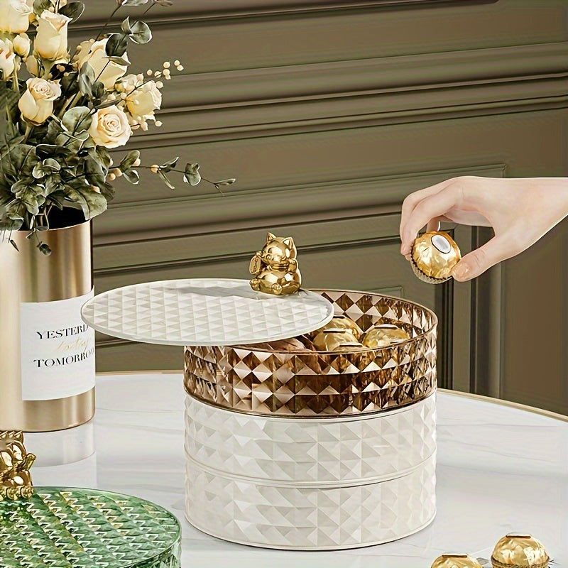 Divided Snack Tray with Lid Lucky Cat Fruit Bowl for Party Home Decor