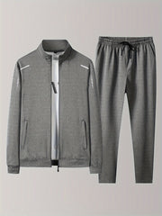 Men's Activewear Set Spring Fall Long Sleeve Zip Up Jacket and Drawstring Joggers