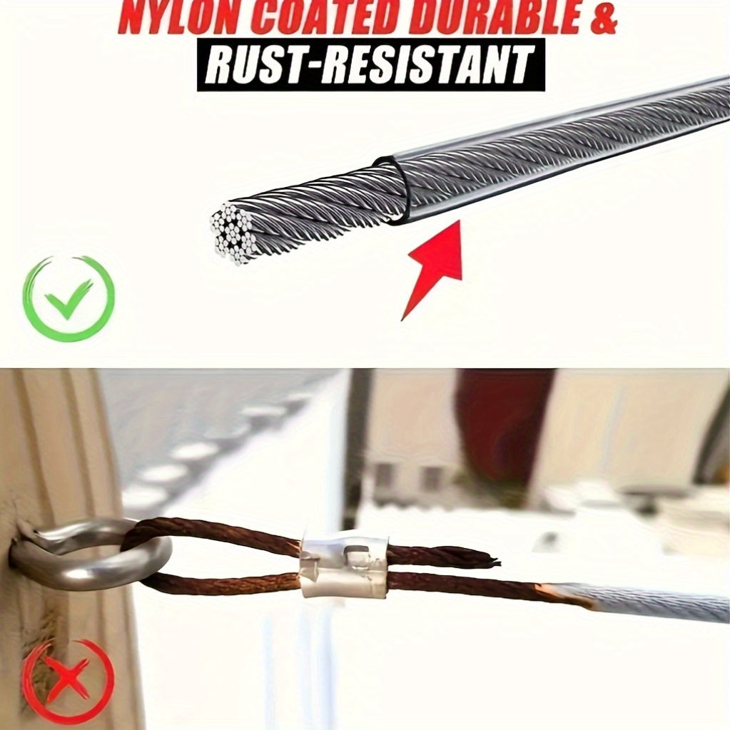 4 ta qattiq ishlov berilgan zanglamaydigan po'latdan yasalgan kiyimlar uchun simlar to'plami, 12ft, 2mm diametr, tashqi kir yuvish uchun