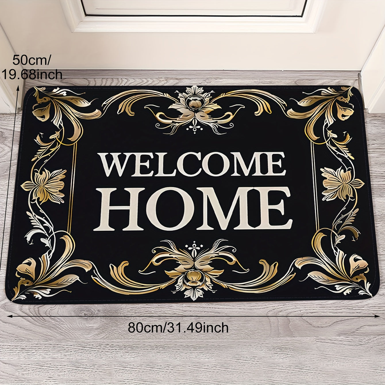 Welcome Home Monogram Entrance Mat Non-Slip Stain-Resistant Indoor Outdoor Rug