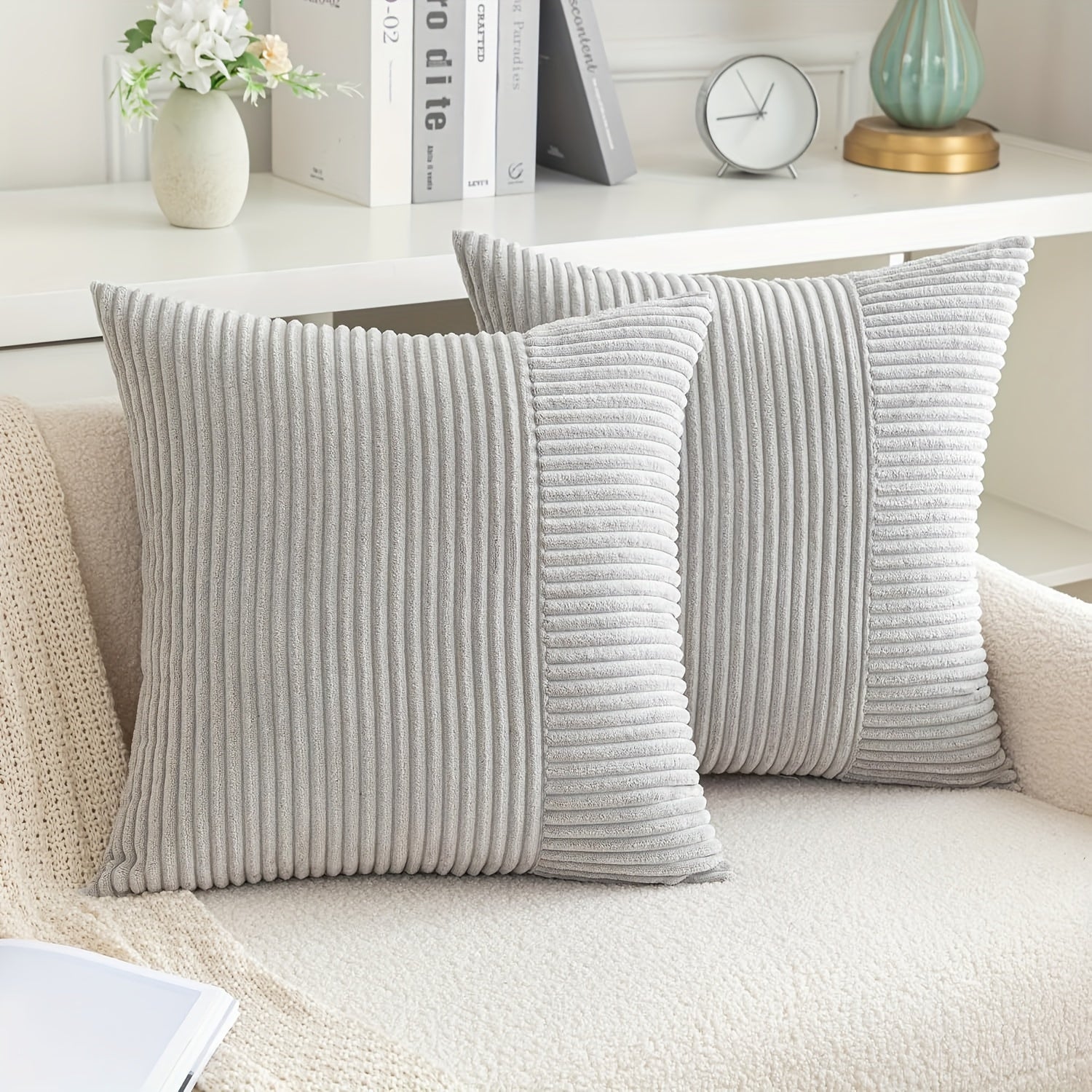 Обратная полосатая наволочка в преппи-стиле, изготовленная из 100% полиэстера с застежкой-молнией, машинная стирка и мягкая для декора дома/офиса - вставка не включена