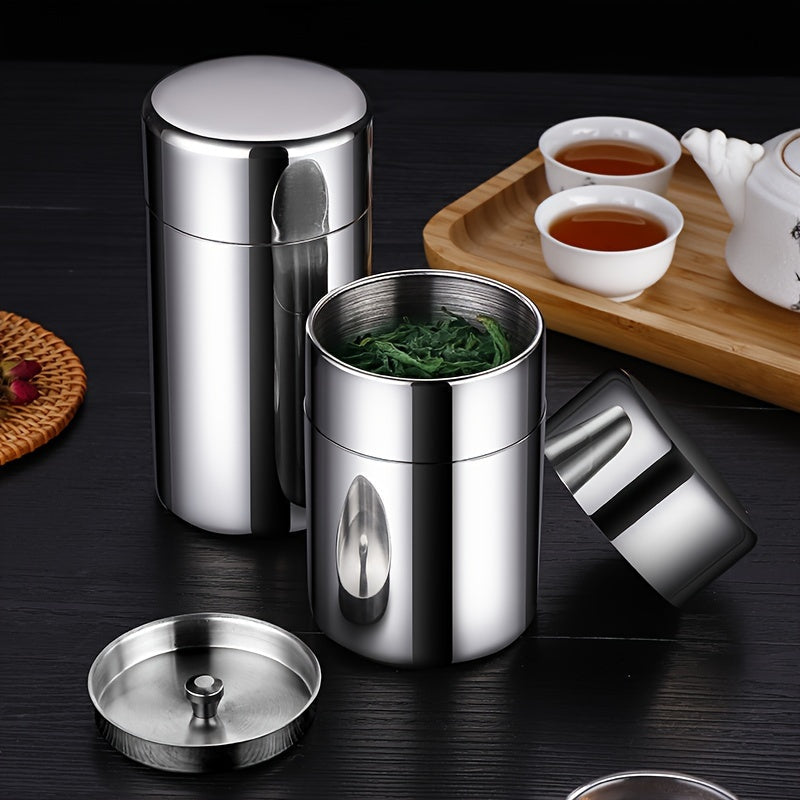Stainless Steel Tea Canister Airtight Seal Food Safe 400ml 560ml