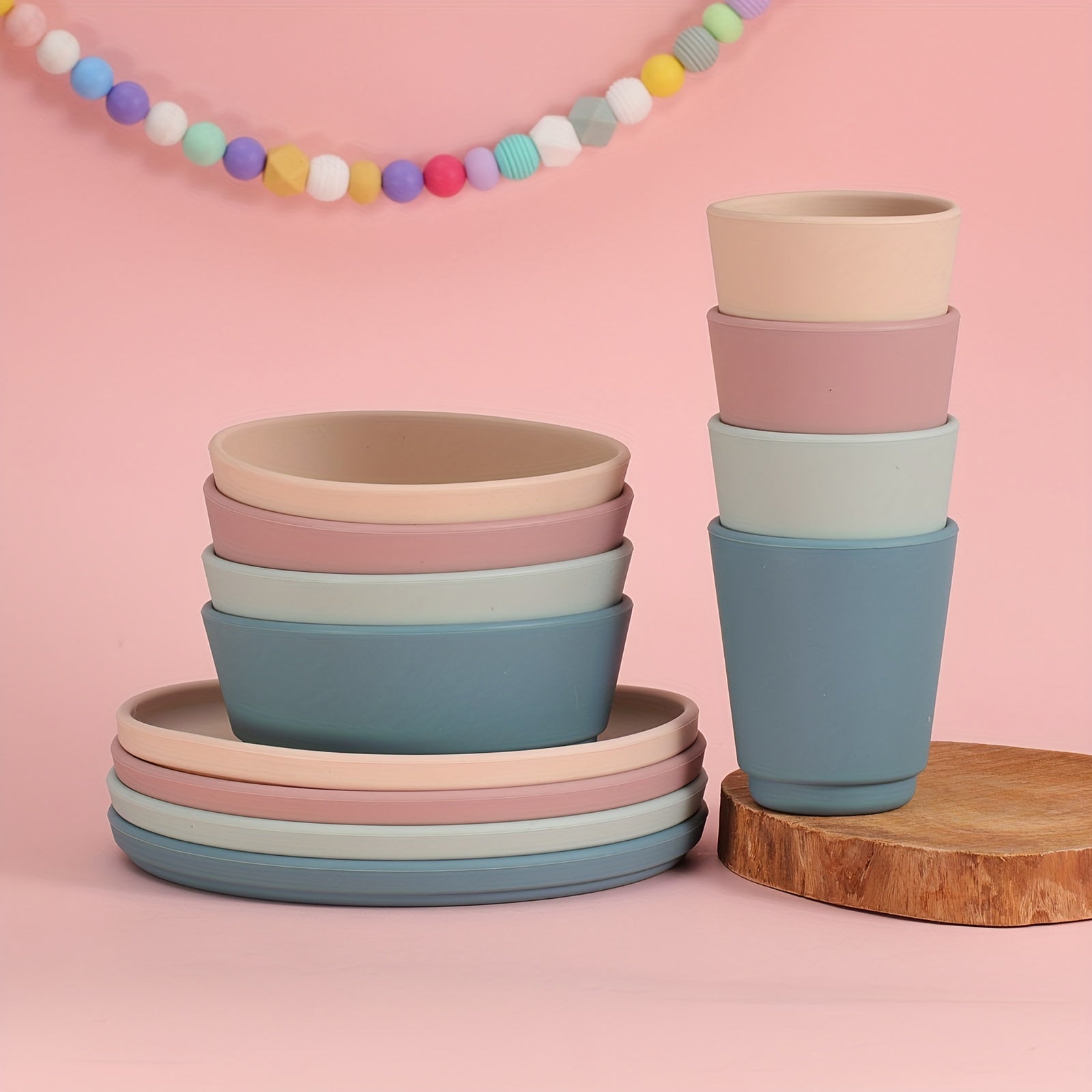 Juego de alimentación de silicona para niños, platos, cuencos y tazas reutilizables, libre de BPA, duradero