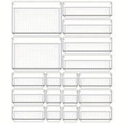 Juego de 9/18 organizadores de almacenamiento de plástico transparente para tocador, baño, cocina y cajones de oficina