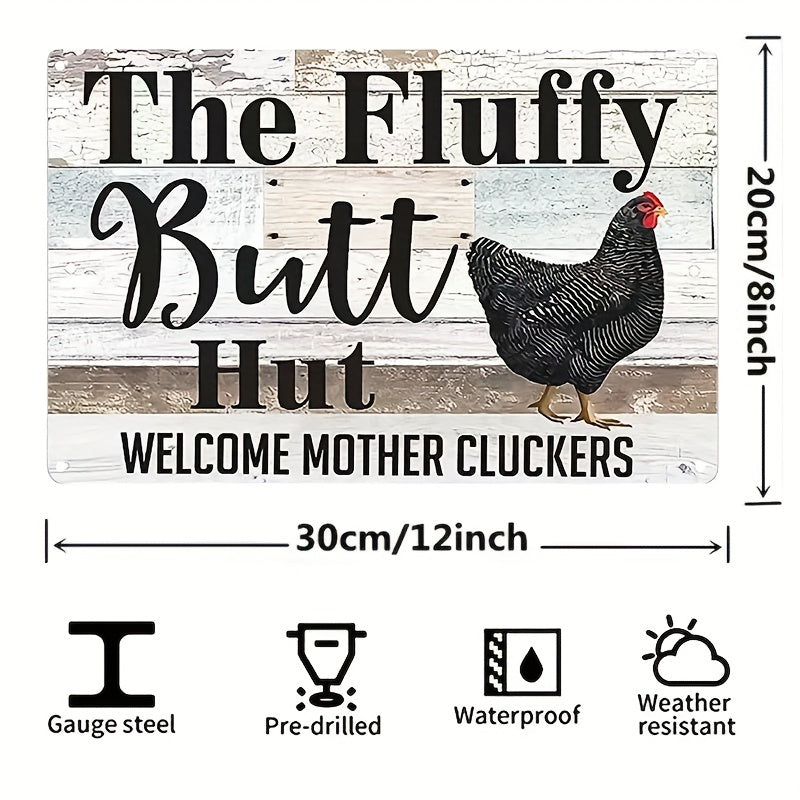 Farmhouse Chicken Metal Tin Sign Rustic Country Decor 30.48x20.32 cm Indoor Outdoor