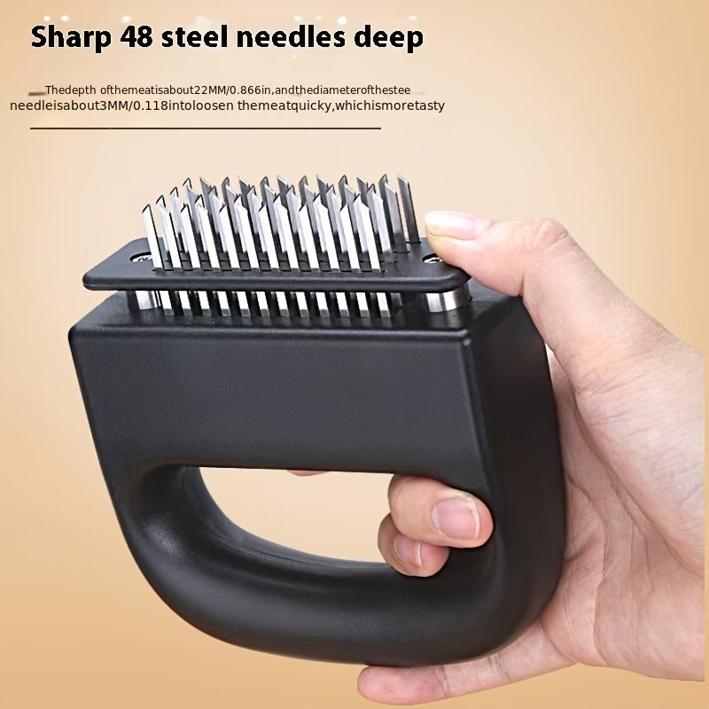 Stainless Steel Meat Tenderizer with 48 Needles for Steak Chicken and More