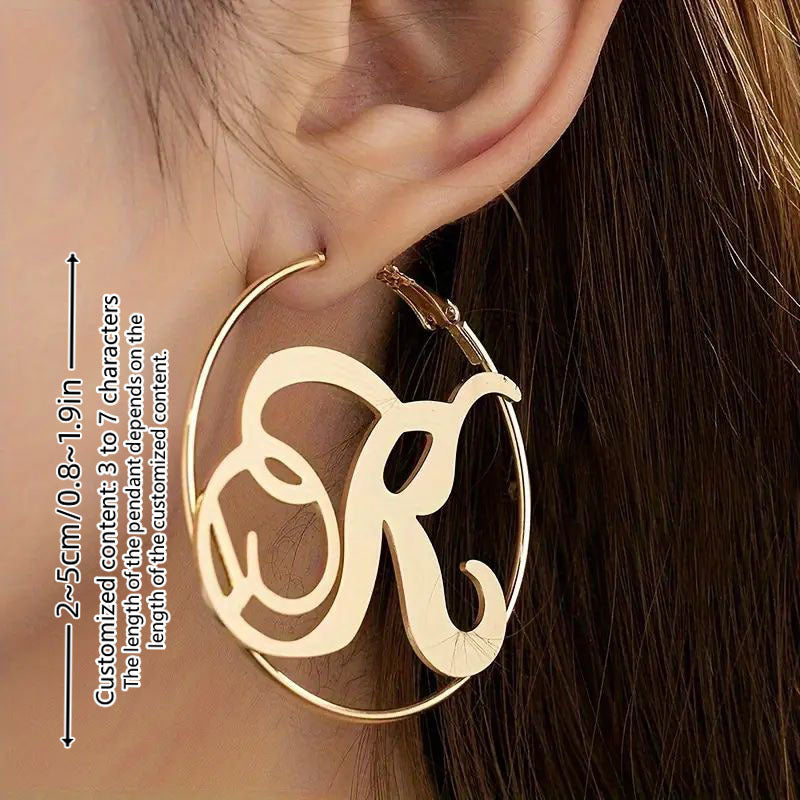 2 ta Maxsus Nikel Qoplamali Po'latdan Yasalgan Harf Halqalari - Harf Dizayni bilan Shaxsiylashtirilgan, Partiyalar va Bayram Tadbirlarida Ajoyib, Kelinlar uchun Sovg'a yoki Rojdestvo Sovg'alari uchun Mukammal.