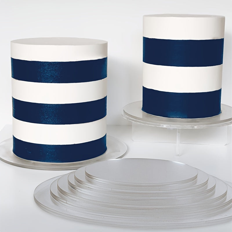 Acrylic Cake Boards Set of 3 Round Discs for Baking and Decorating