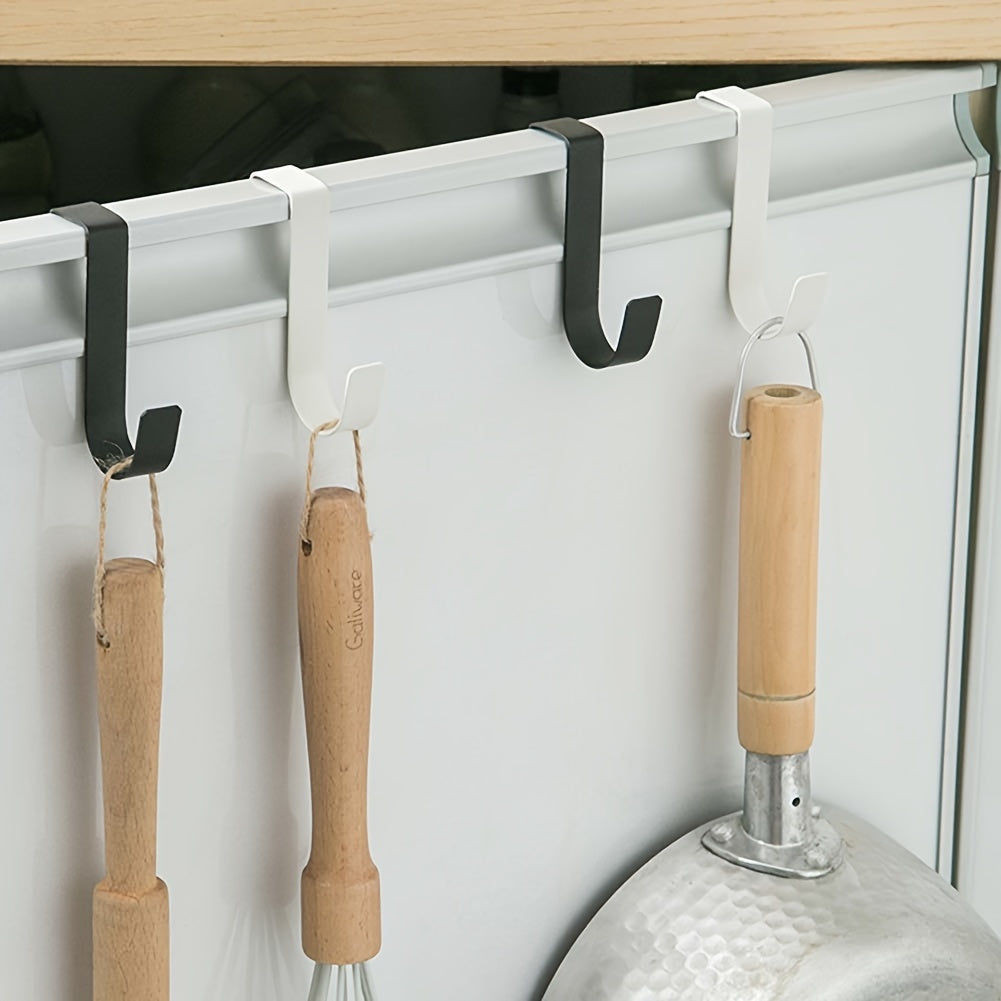 Ganchos en forma de S de metal negro para armarios de cocina y paredes de baño, set de 4