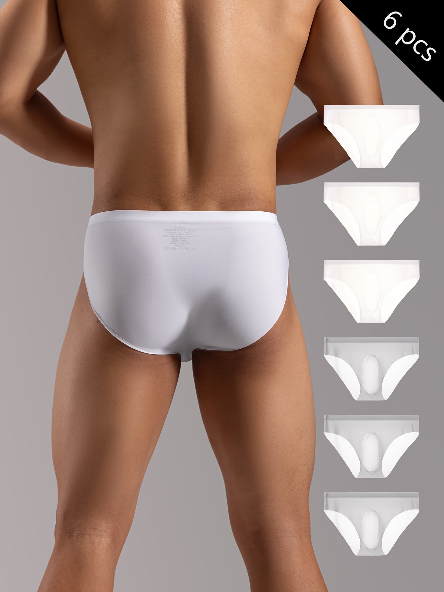 Pack de 6 calzoncillos masculinos de color sólido con molde 3D, de secado rápido, transpirable, suave y cómodo